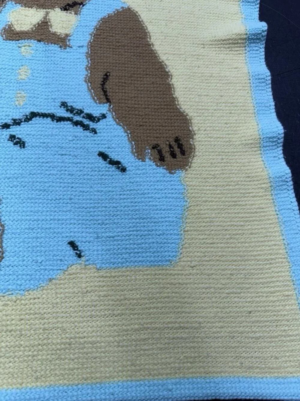 Handmade Crochet Baby Bear Lollypop Afghan Blanket Blue Yellow 34